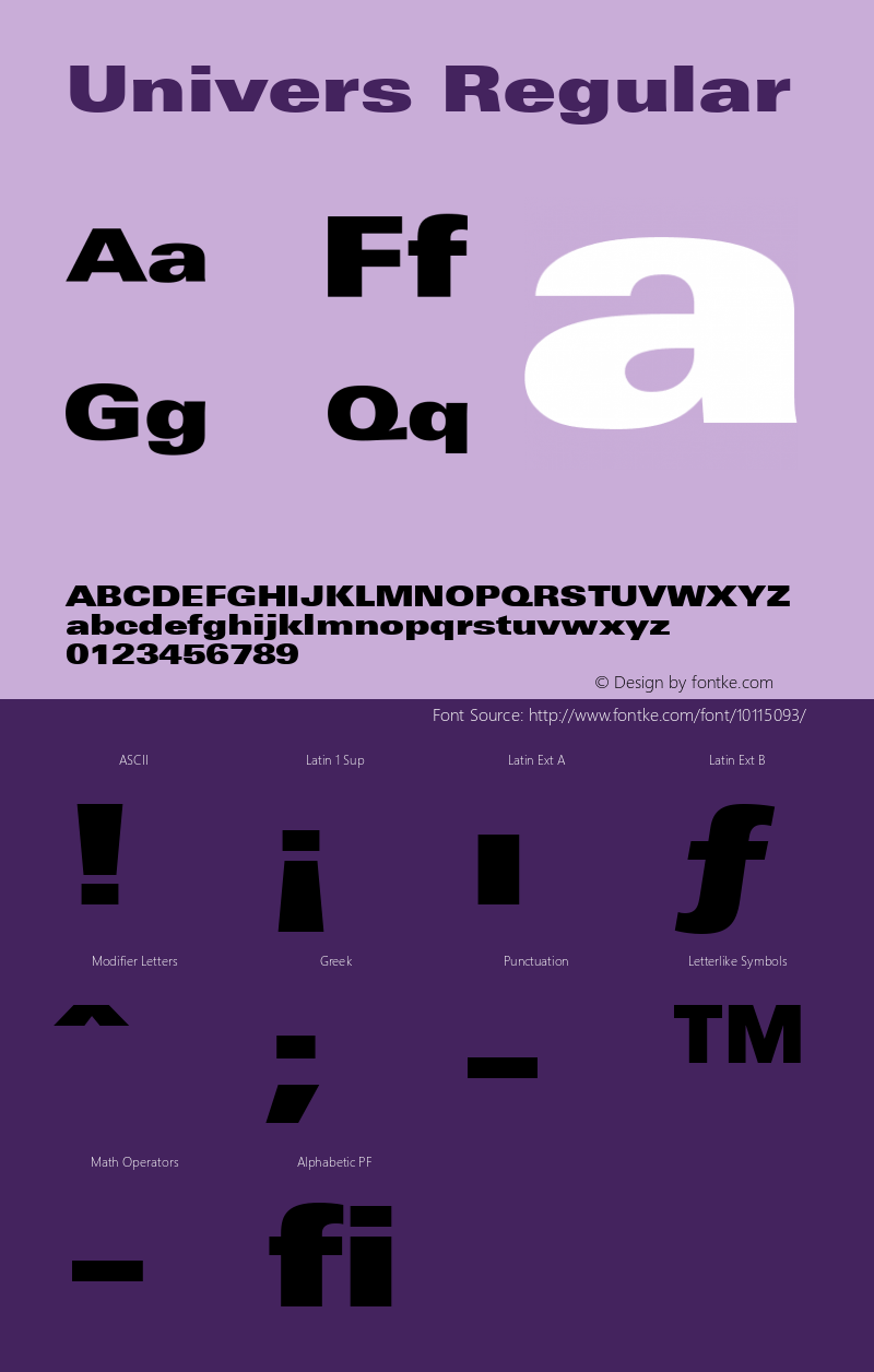 Univers Regular 001.000 Font Sample