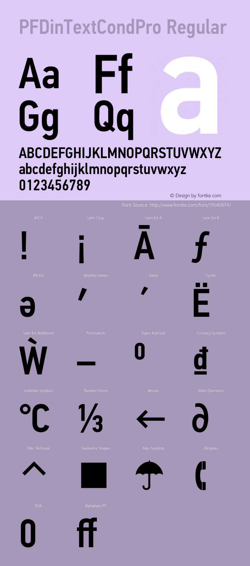 PFDinTextCondPro Regular Version 2.005 2005 Font Sample