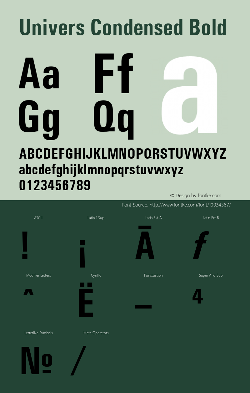 Univers Condensed Bold Version 1.3 (ElseWare) Font Sample