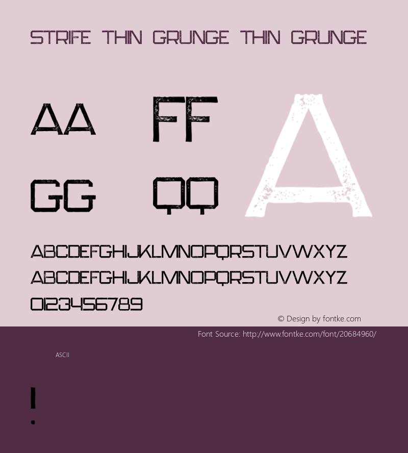 Strife Thin Grunge Version 1.000 Font Sample