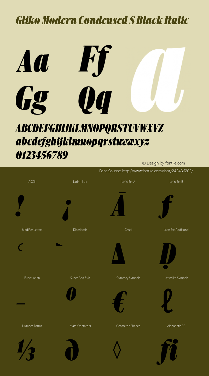 Gliko Modern Condensed S Black Italic Version 2.001图片样张