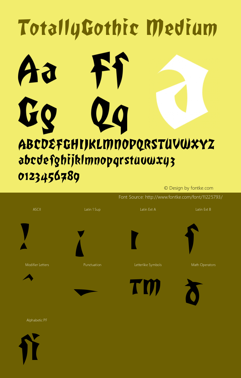 TotallyGothic Medium Version 001.000 Font Sample