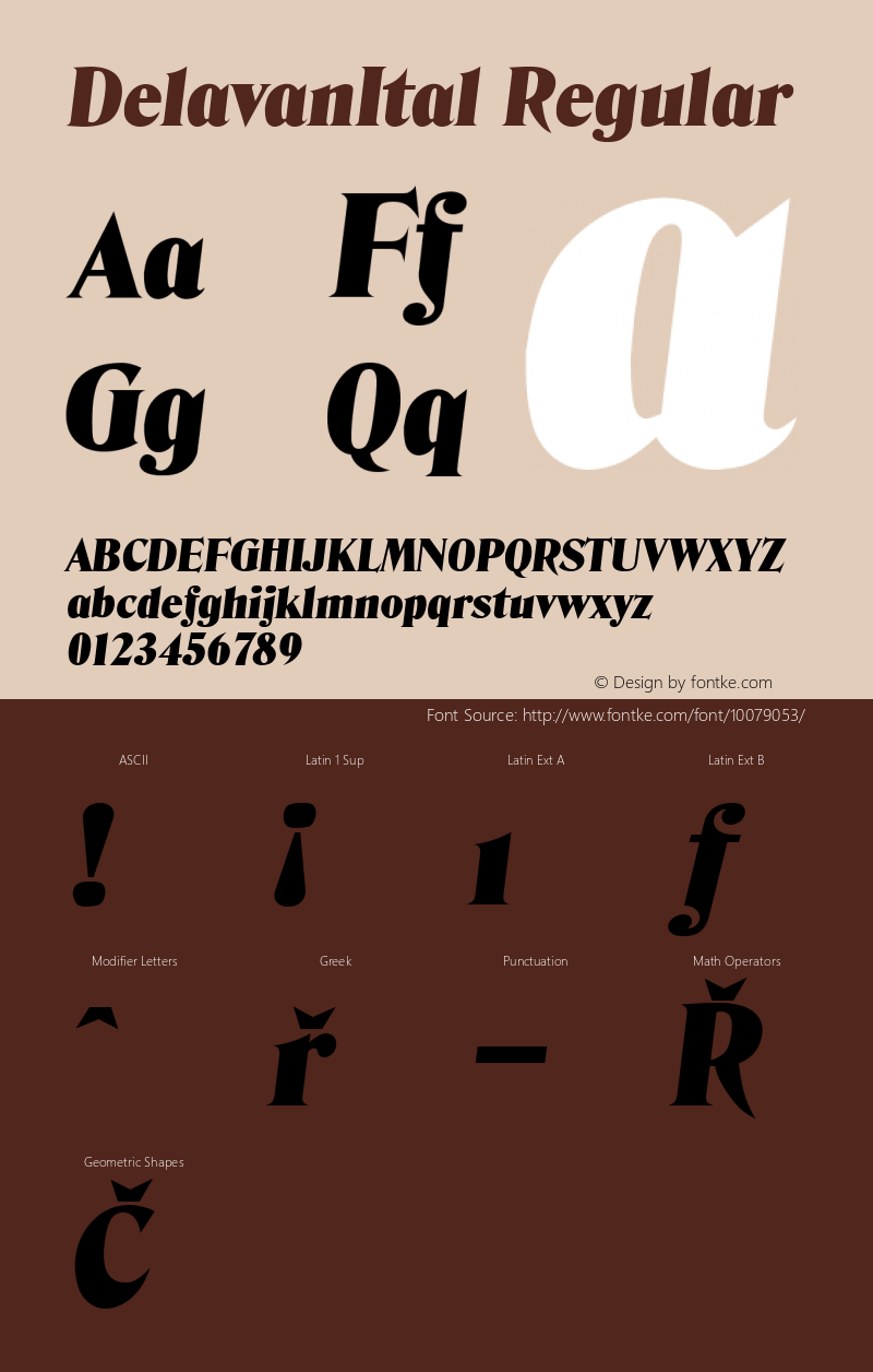 DelavanItal Regular Altsys Fontographer 3.5  2/8/93 Font Sample