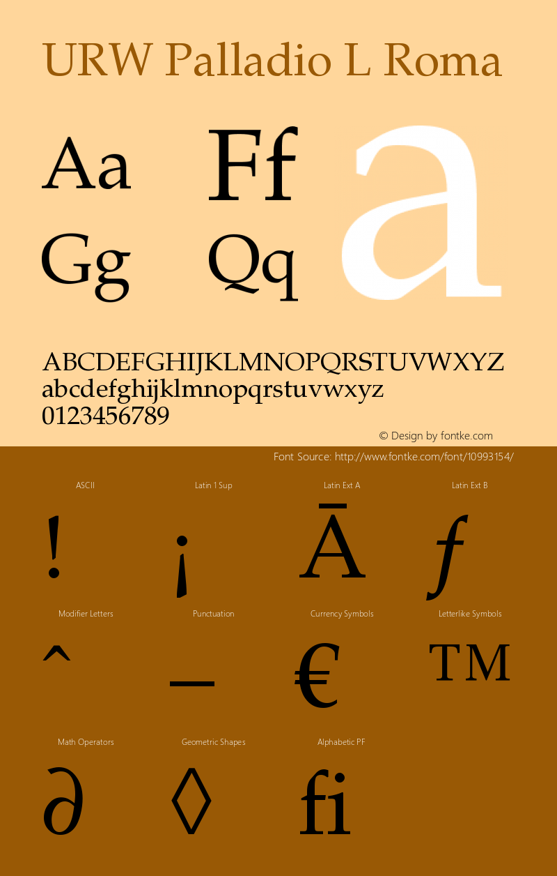 URW Palladio L Roma Version 1.05 Font Sample