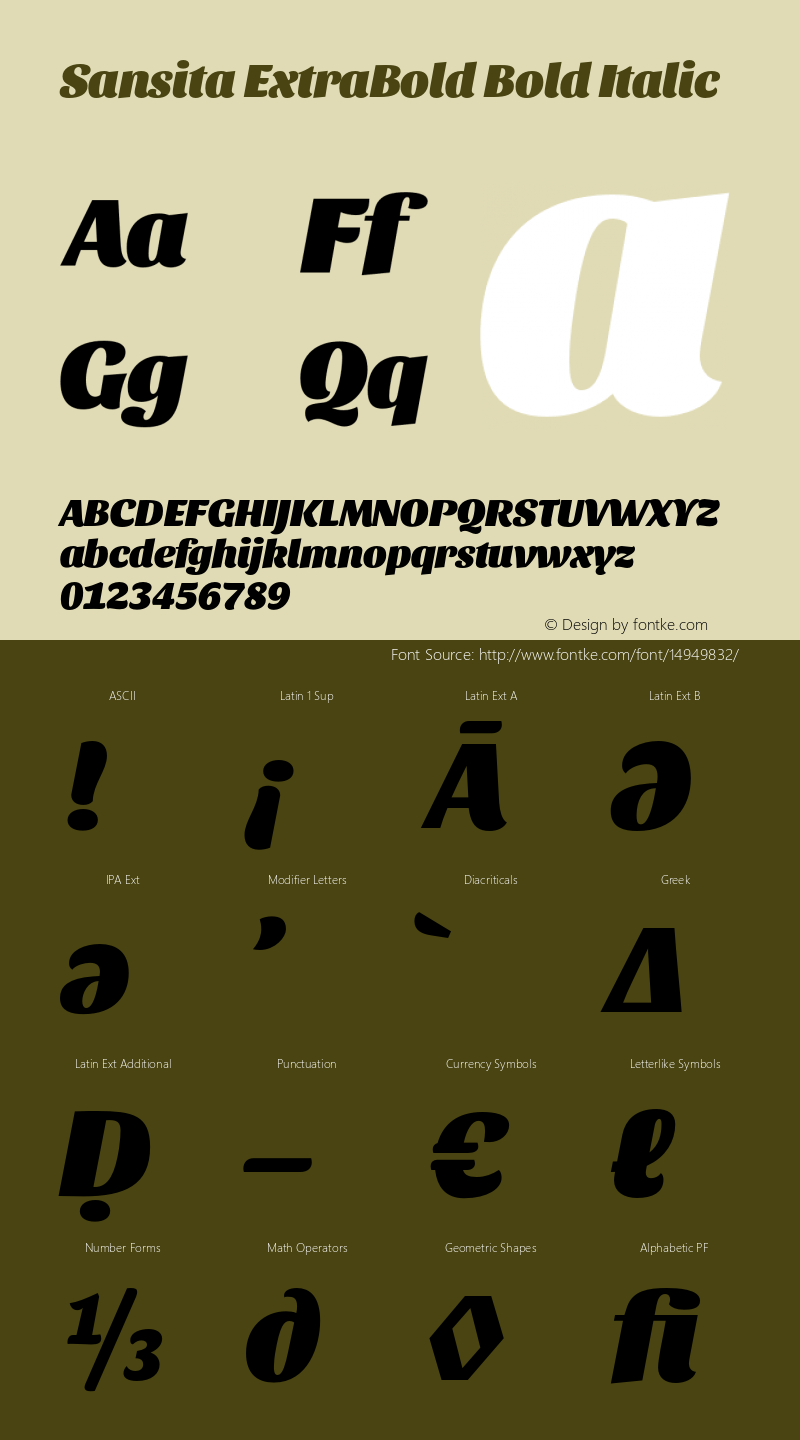 Sansita ExtraBold Bold Italic Version 1.005;PS 001.005;hotconv 1.0.70;makeotf.lib2.5.58329 Font Sample