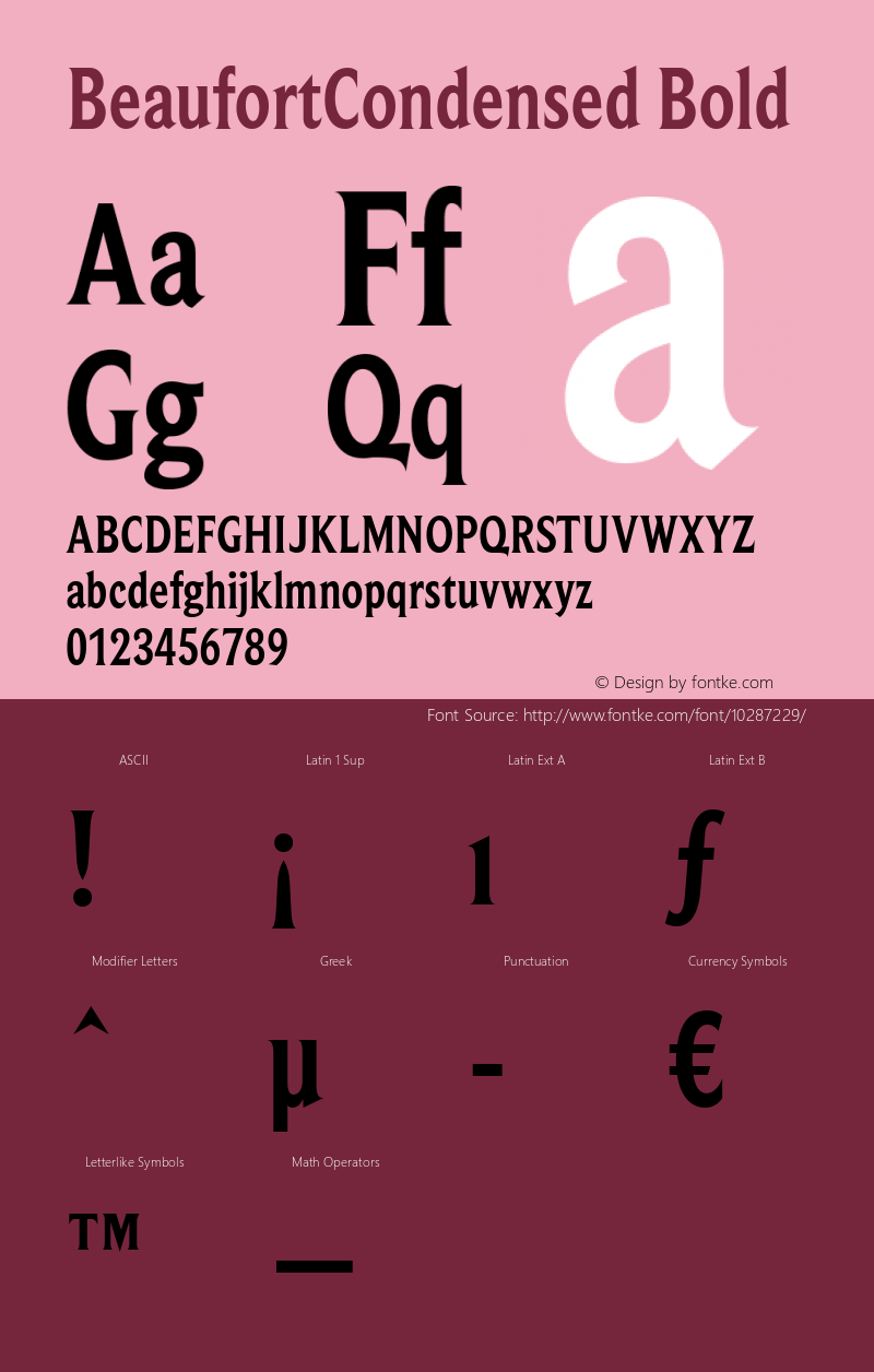 BeaufortCondensed Bold Version 2.02 Font Sample