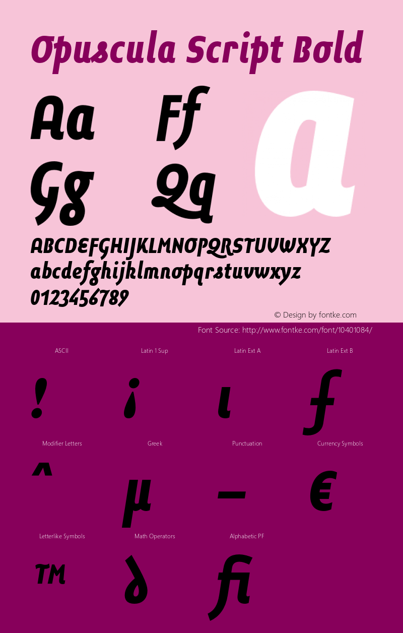 Opuscula Script Bold 1.40 Font Sample