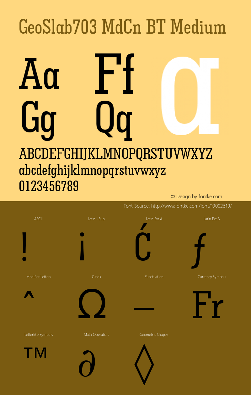 GeoSlab703 MdCn BT Medium mfgpctt-v4.4 Jan 4 1999 Font Sample