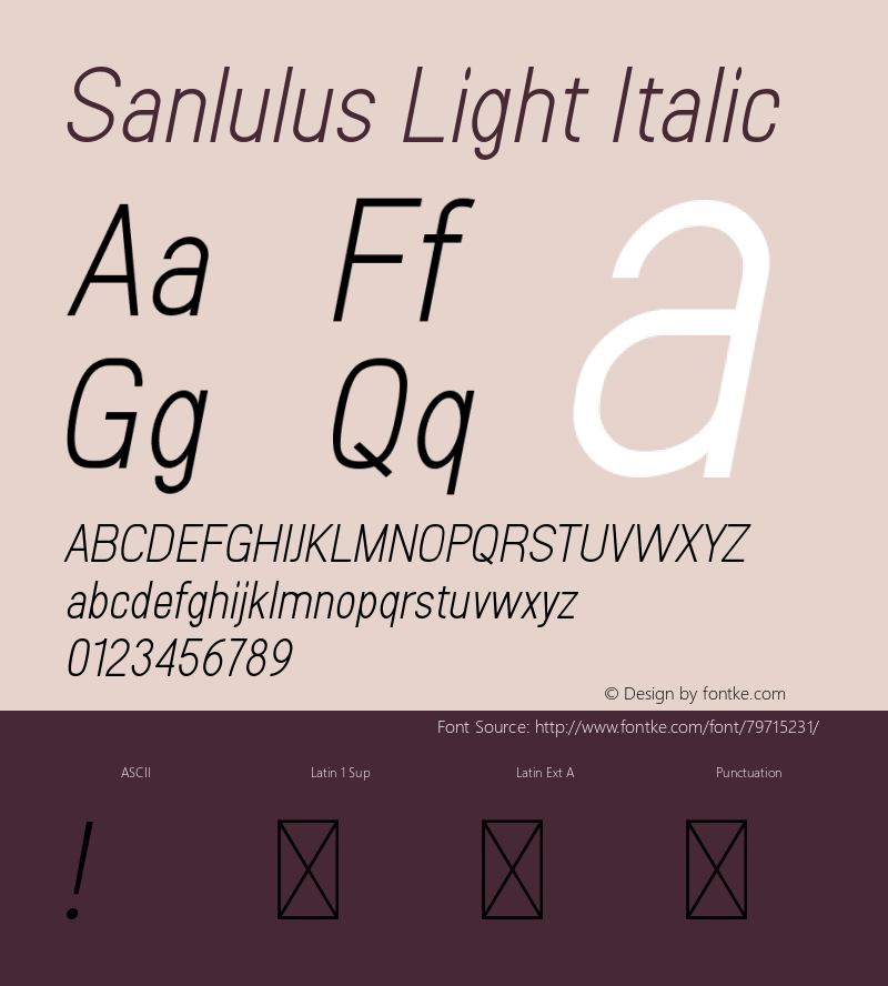 Sanlulus Light Italic Version 1.001;Fontself Maker 3.5.1 Font Sample