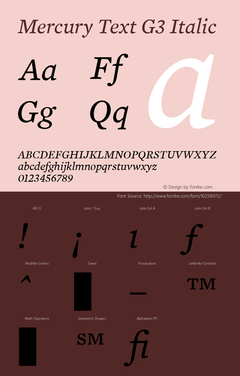 Mercury Text G3 Italic 001.000 Font Sample