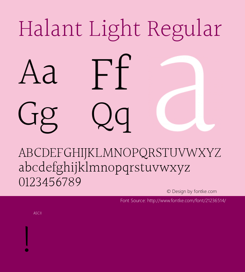 Halant Light Regular  Font Sample