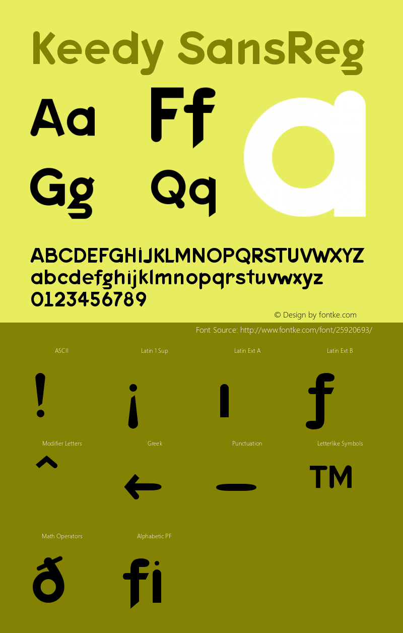 KeedySansReg Version 001.000 Font Sample