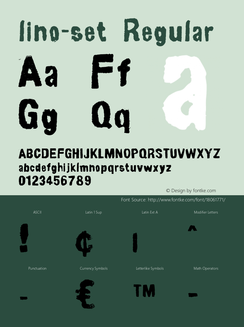 lino-set Regular Version 1.0 Font Sample