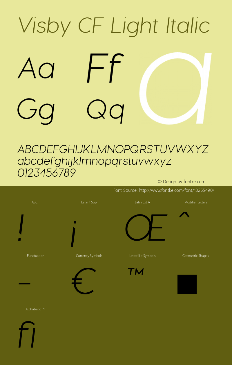 Visby CF Light Italic Version 1.005;PS 001.005;hotconv 1.0.70;makeotf.lib2.5.58329 Font Sample