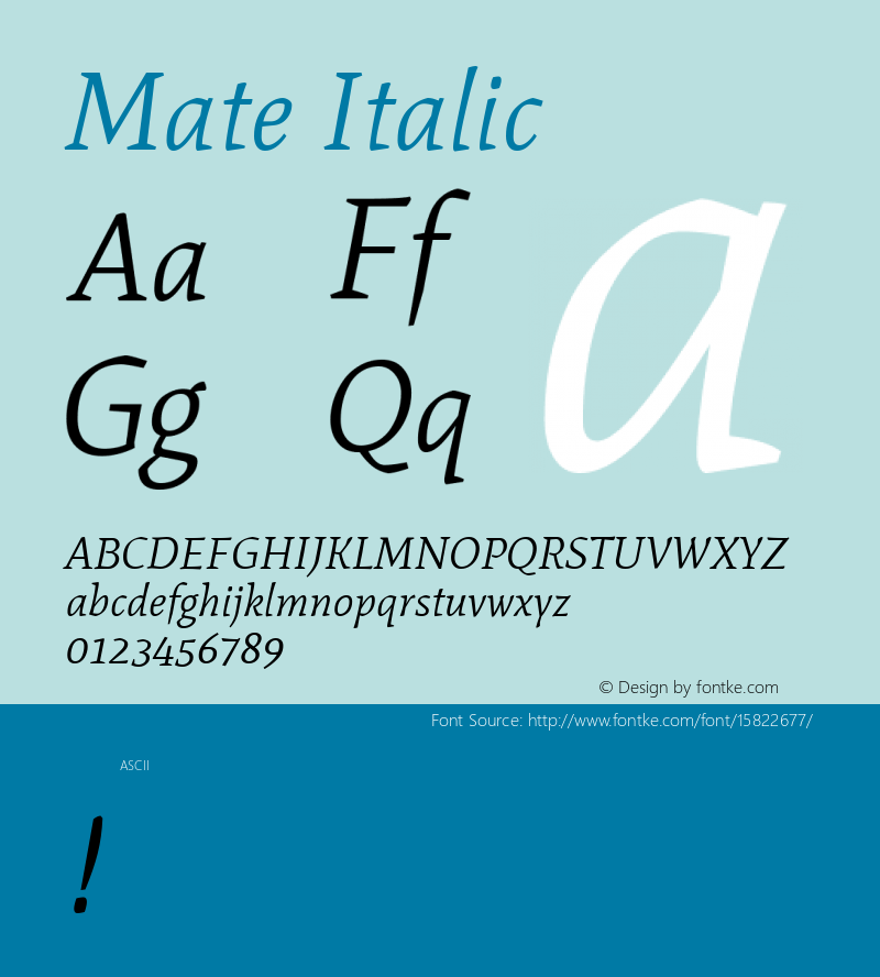 Mate Italic Version 1.002; ttfautohint (v1.4.1) Font Sample
