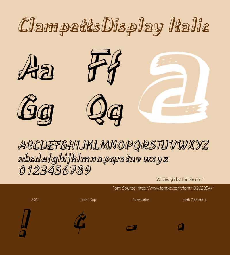 ClampettsDisplay Italic Macromedia Fontographer 4.1.5 5/17/98 Font Sample