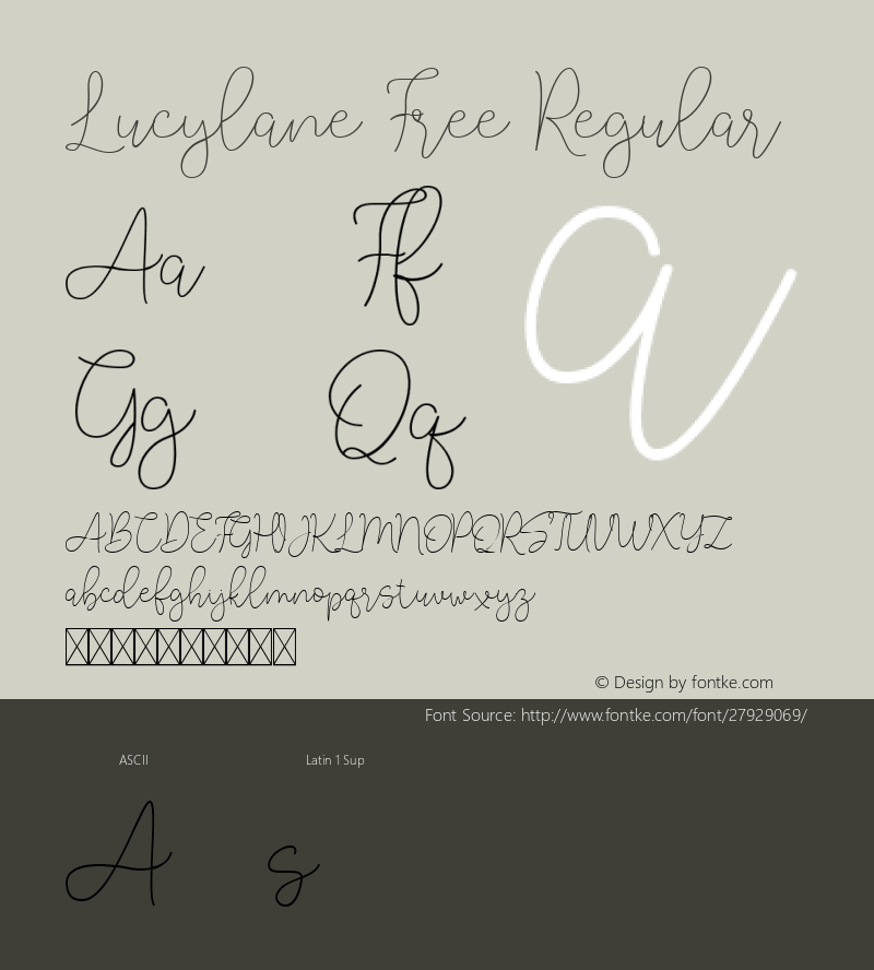 Lucylane Free Regular 1.0 Font Sample