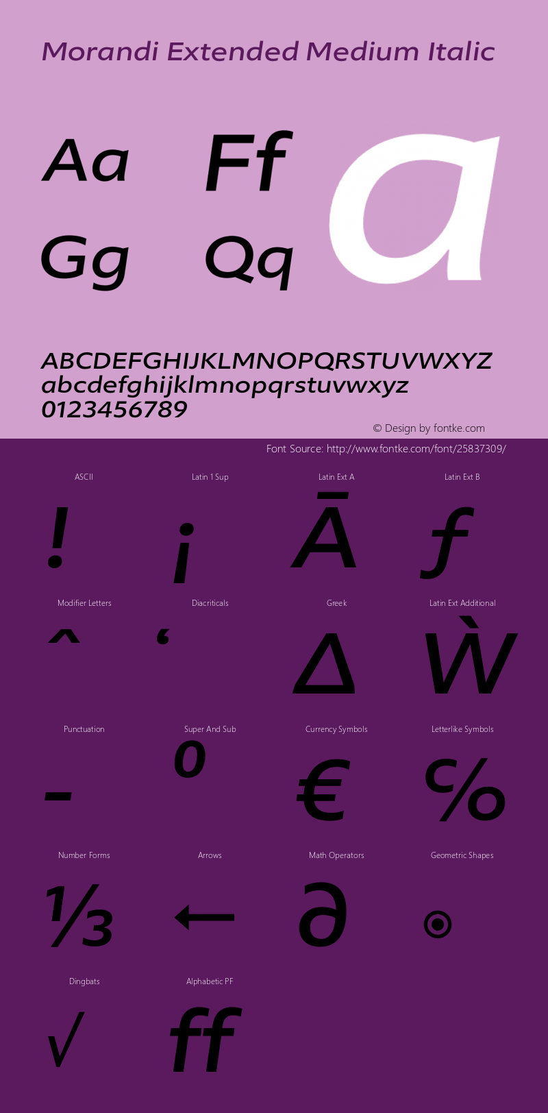Morandi Ext Medium Italic Version 1.20, build 14, gb1060, s3 Font Sample