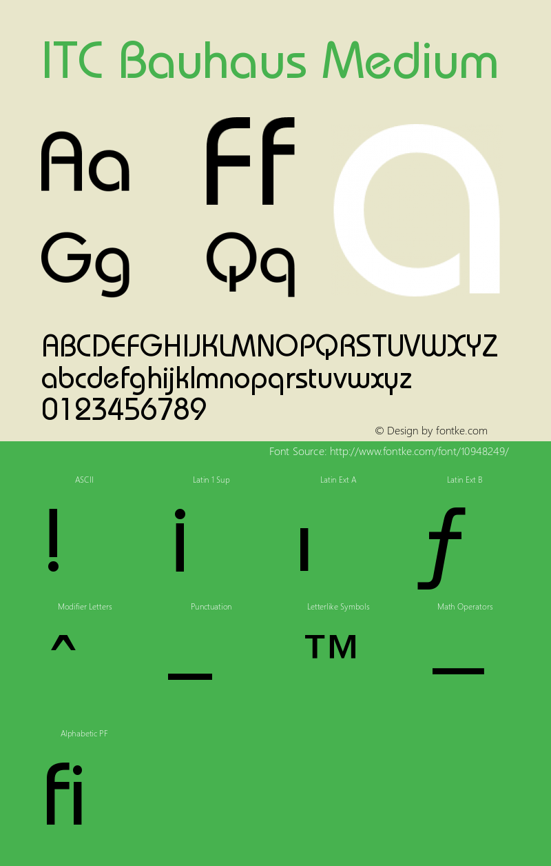 ITC Bauhaus Medium Version 003.001 Font Sample