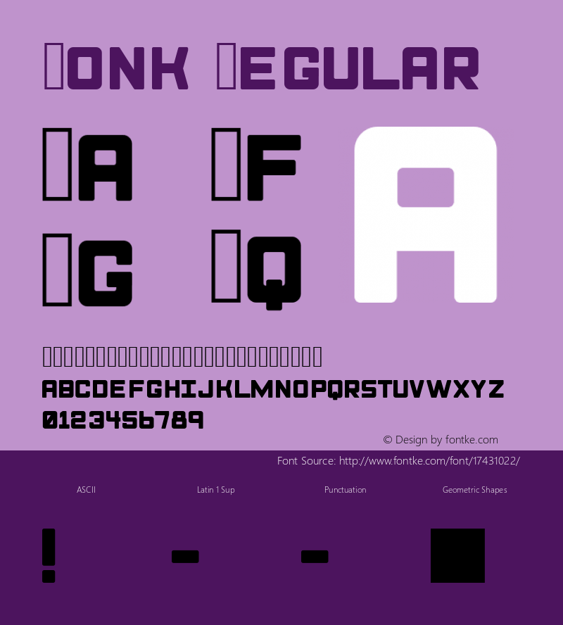 Monk Regular Version 1.0 Font Sample