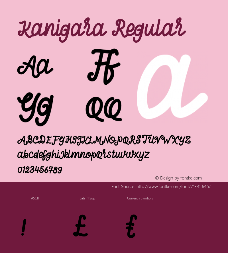 Kanigara Version 1.000 Font Sample