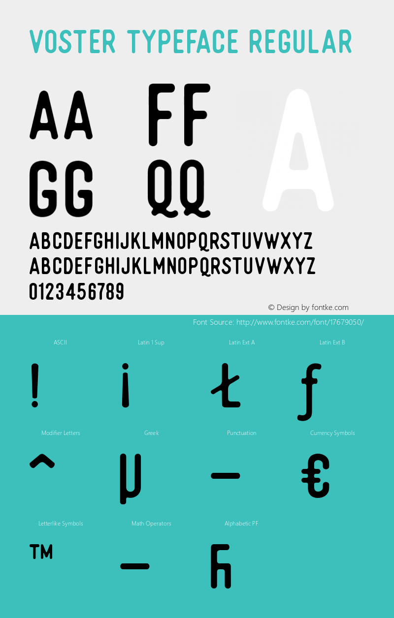 Voster Typeface Regular Version 1.000 Font Sample