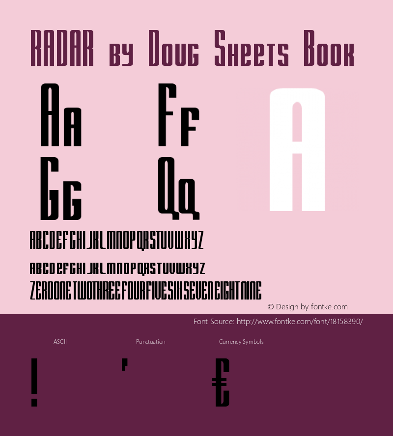 RADAR by Doug Sheets Book Version 1.0 Font Sample