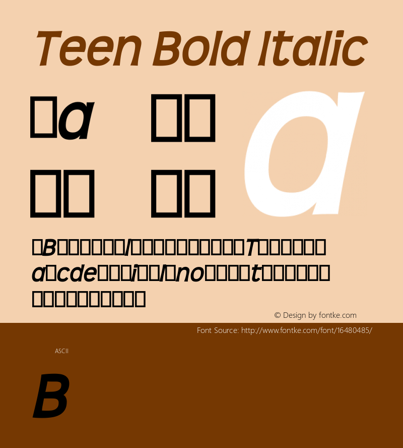 Teen Bold Italic Version 3.001 Font Sample