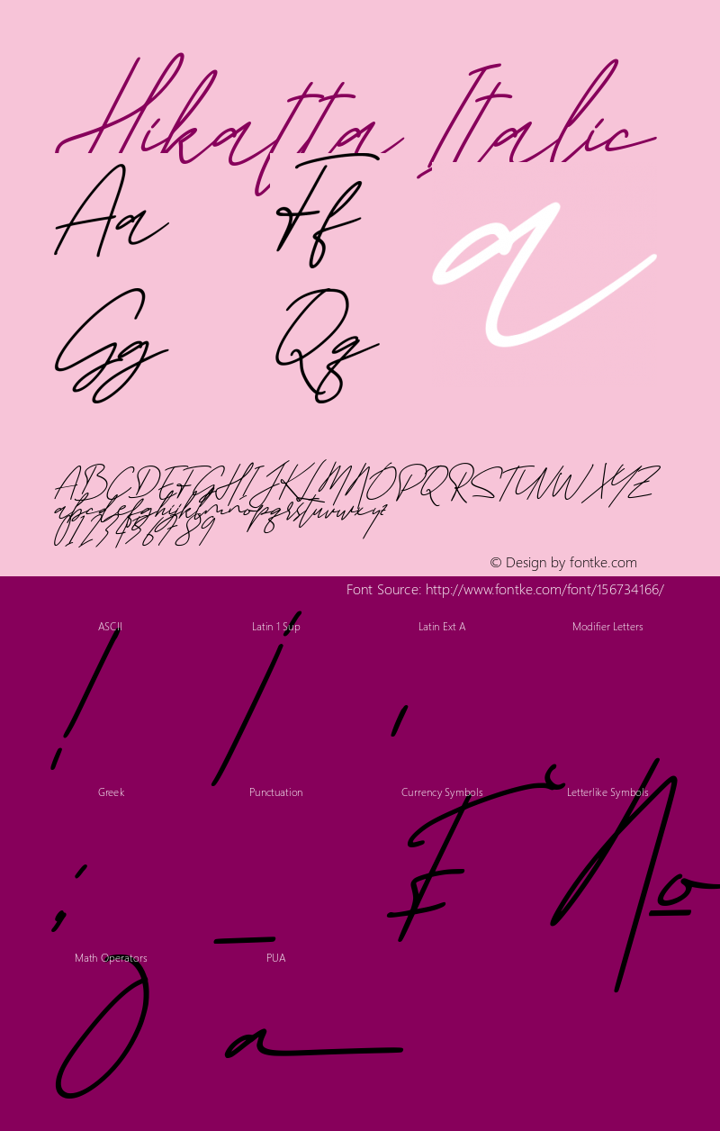 Hikatta Italic Version 1.00;March 24, 2021;FontCreator 11.5.0.2430 64-bit Font Sample