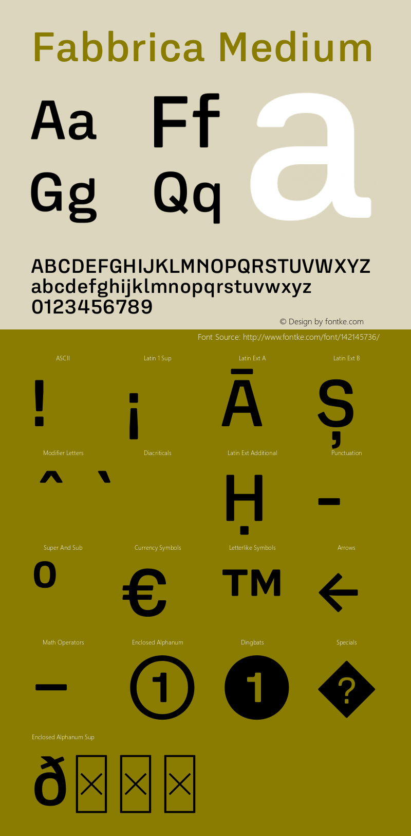 Fabbrica-Medium Version 1.000 Font Sample
