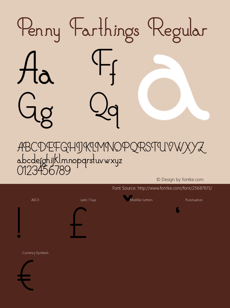 PennyFarthings Version 1.000 Font Sample