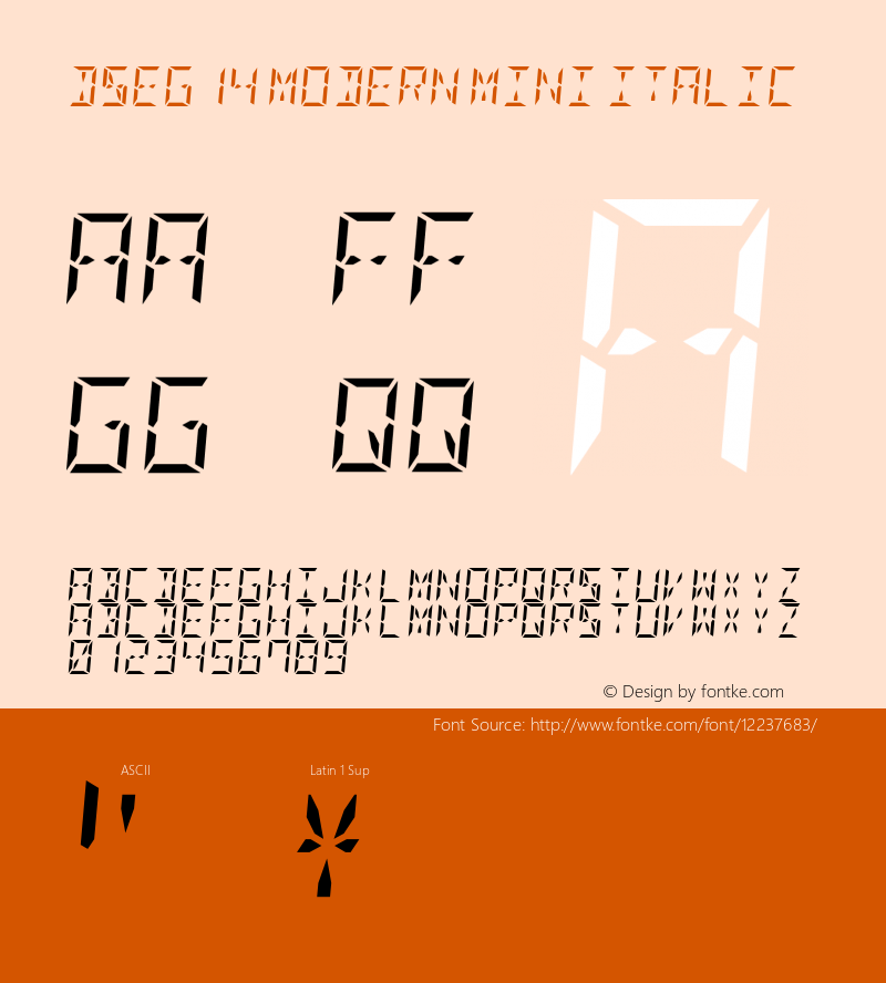 DSEG14 Modern Mini Italic Version 0.2 Font Sample