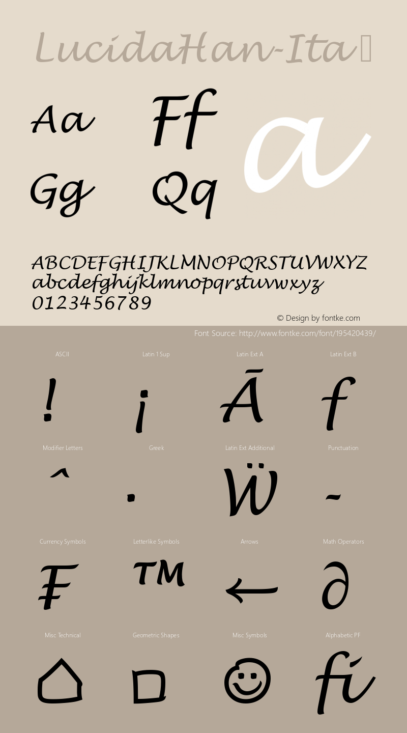 ☞LucidaHan Italic Version 1.10; ttfautohint (v0.95) -d;com.myfonts.easy.urw.lucida-han-t.italic.wfkit2.version.3q7W图片样张