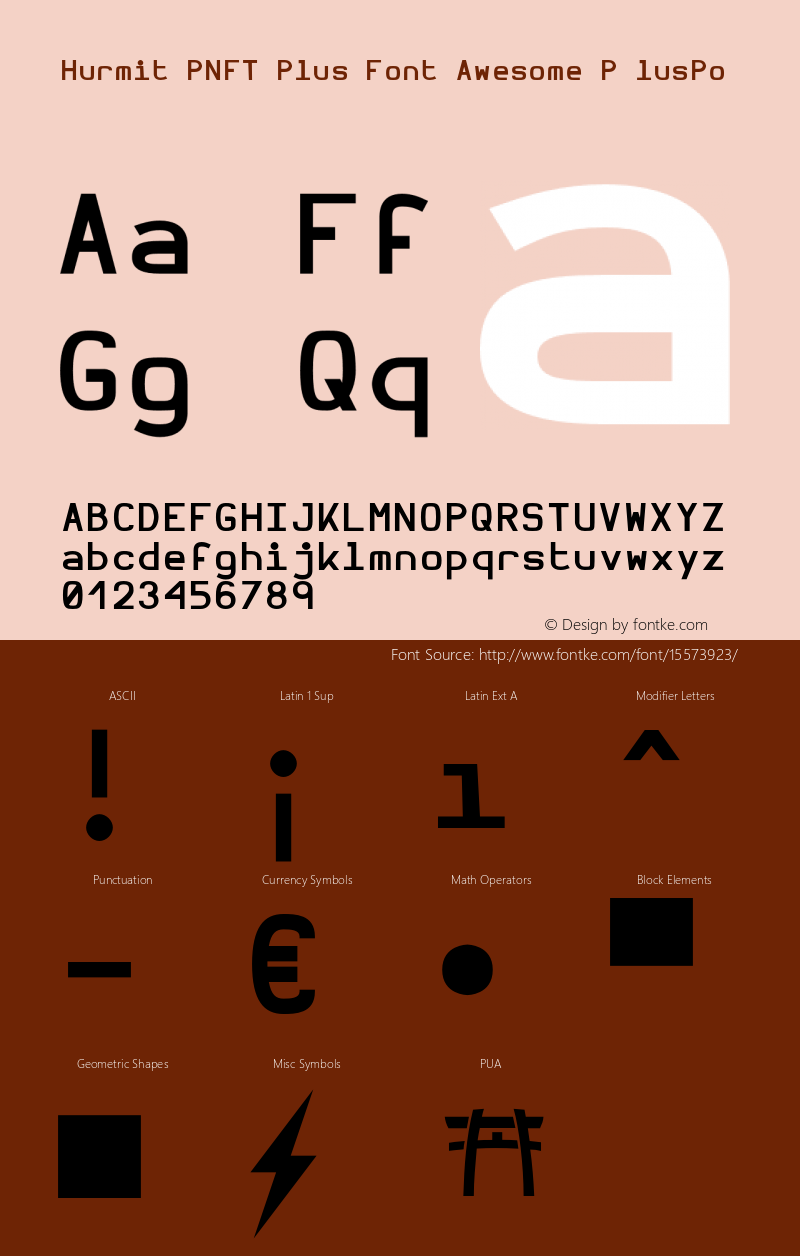 Hurmit PNFT Plus Font Awesome P lusPo Version 1.21;Nerd Fonts 0.4. Font Sample