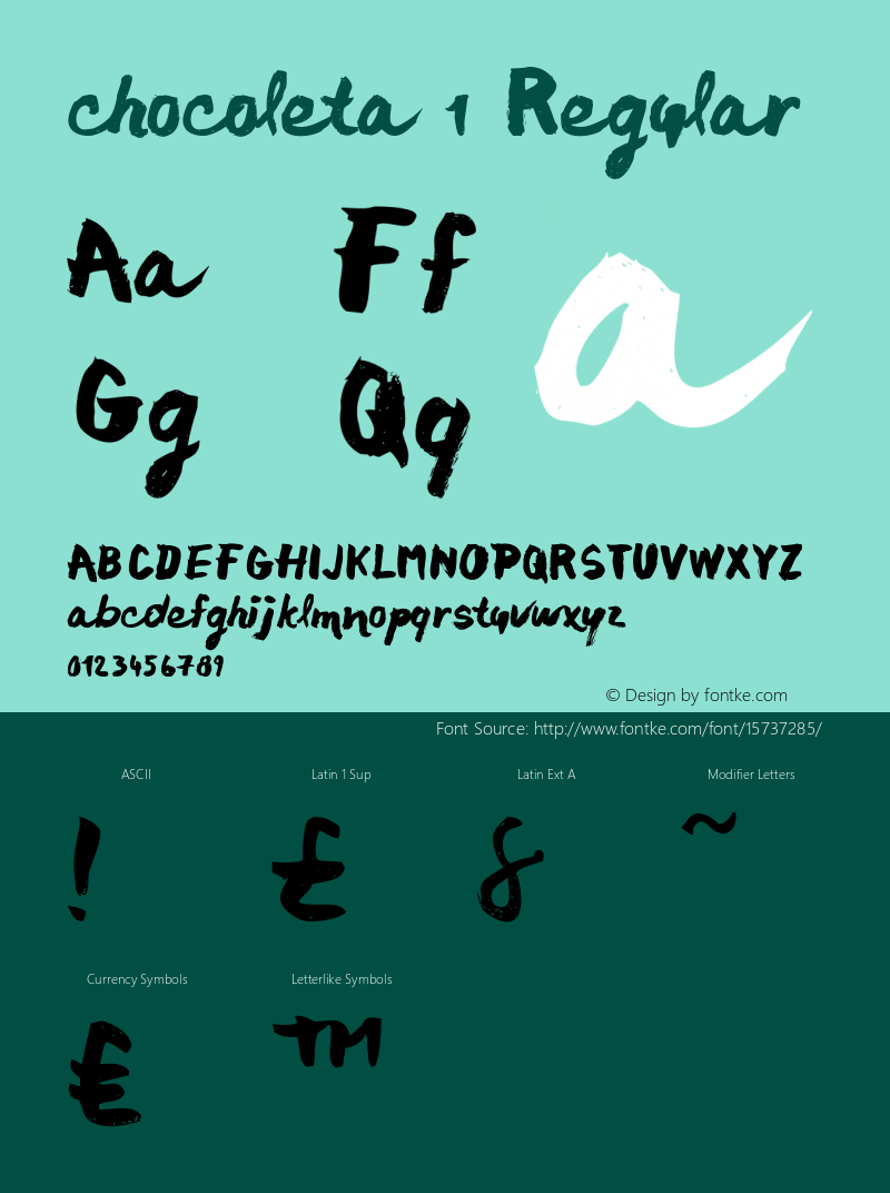 chocoleta 1 Regular Version 1.000;PS 001.001;hotconv 1.0.56 Font Sample