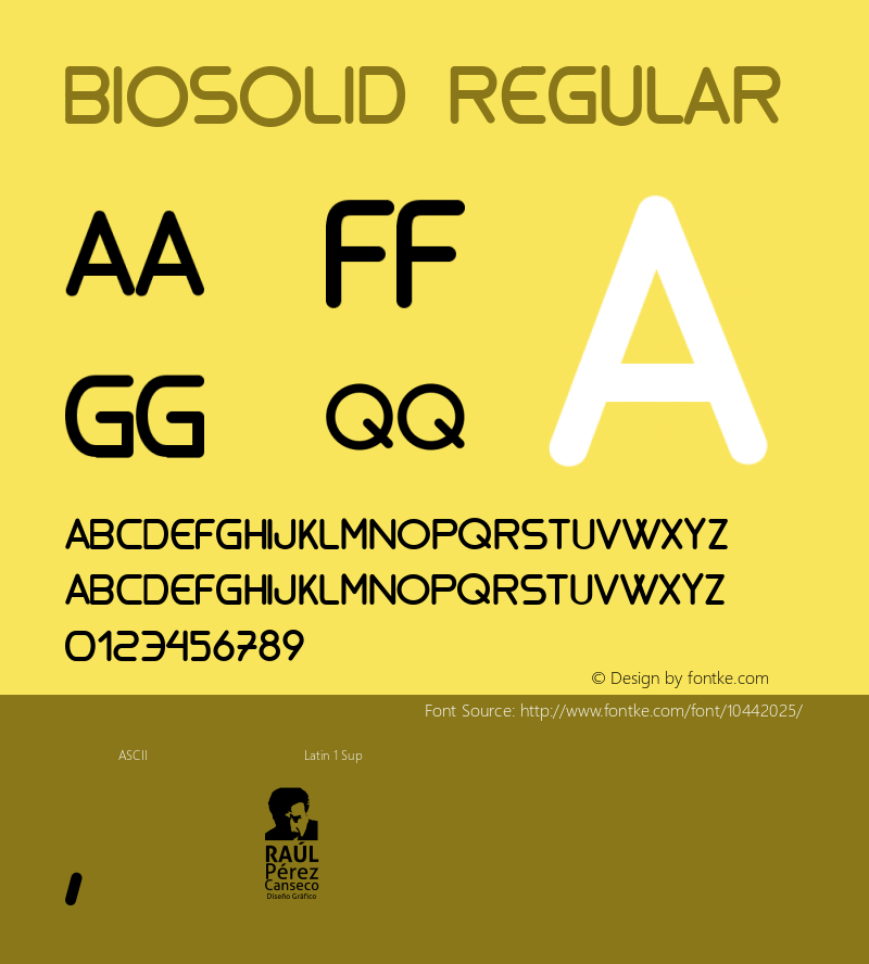 biosolid Regular Version 1.00 2012 Font Sample