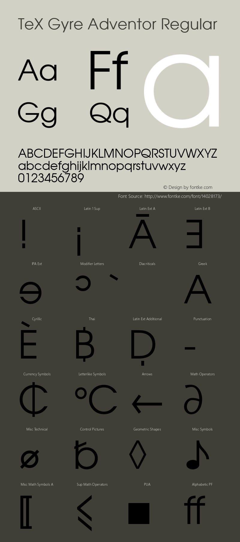 TeX Gyre Adventor Regular Version 1.104;PS 1.104;hotconv 1.0.49;makeotf.lib2.0.14853 Font Sample