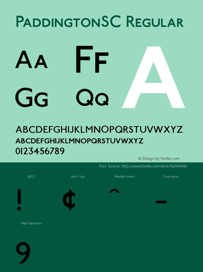 PaddingtonSC Regular Version 1.00 Font Sample