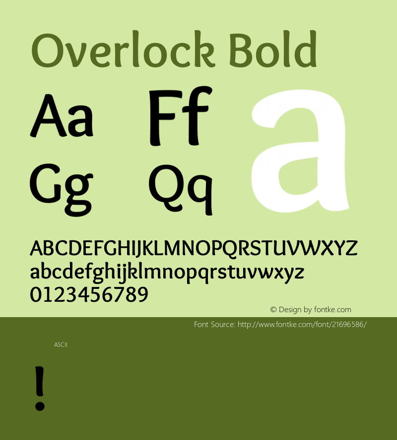 Overlock Bold  Font Sample