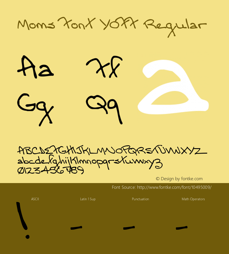 Moms Font YOFF Regular Version 001.000 Font Sample