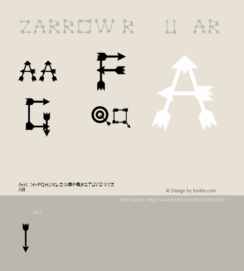 Zarrow Regular Altsys Fontographer 3.5  9/24/92 Font Sample