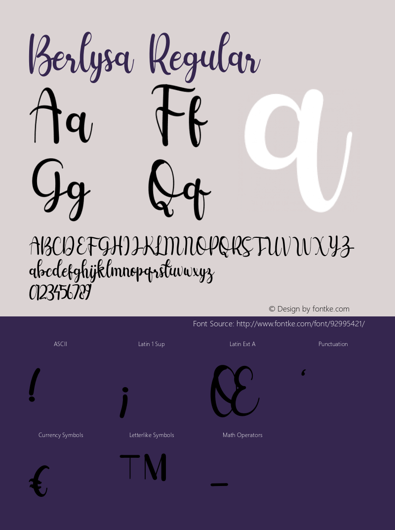Berlysa Version 1.00;December 26, 2020;FontCreator 13.0.0.2683 64-bit Font Sample
