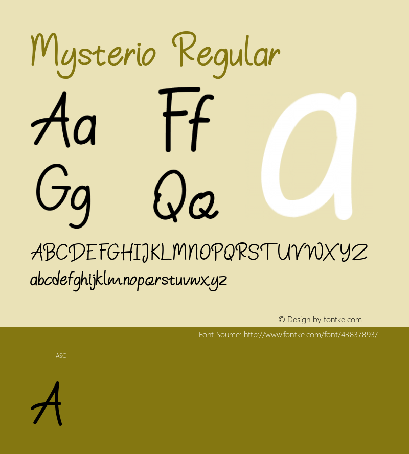 Mysterio Version 1.00;September 29, 2019;FontCreator 11.5.0.2430 64-bit Font Sample