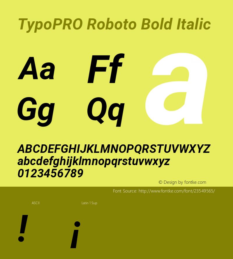 TypoPRO Roboto Bold Italic Version 2.136; 2016 Font Sample