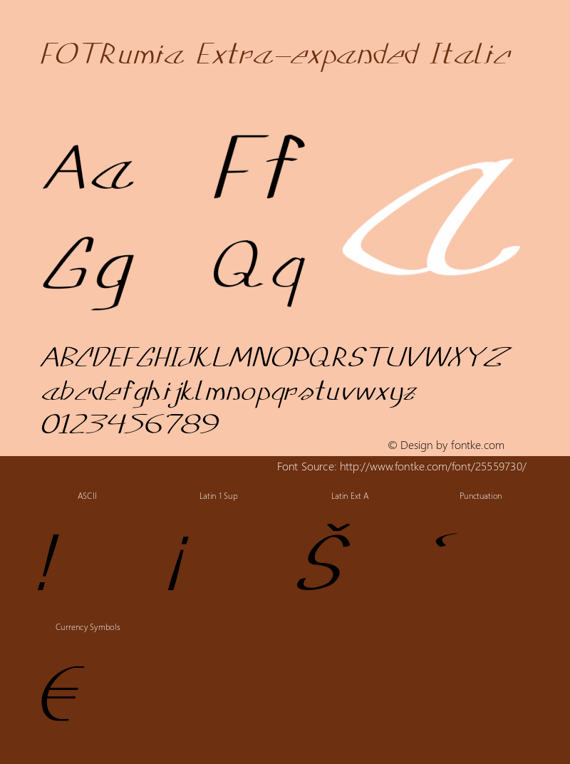 FOTRumia-ExtraexpandedItalic Version 1.000 Font Sample