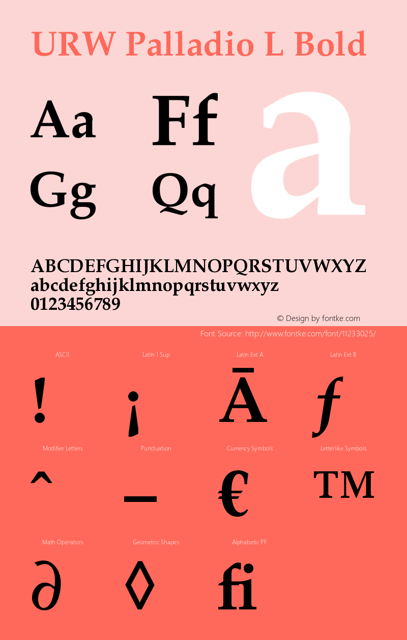 URW Palladio L Bold Version 1.05 Font Sample