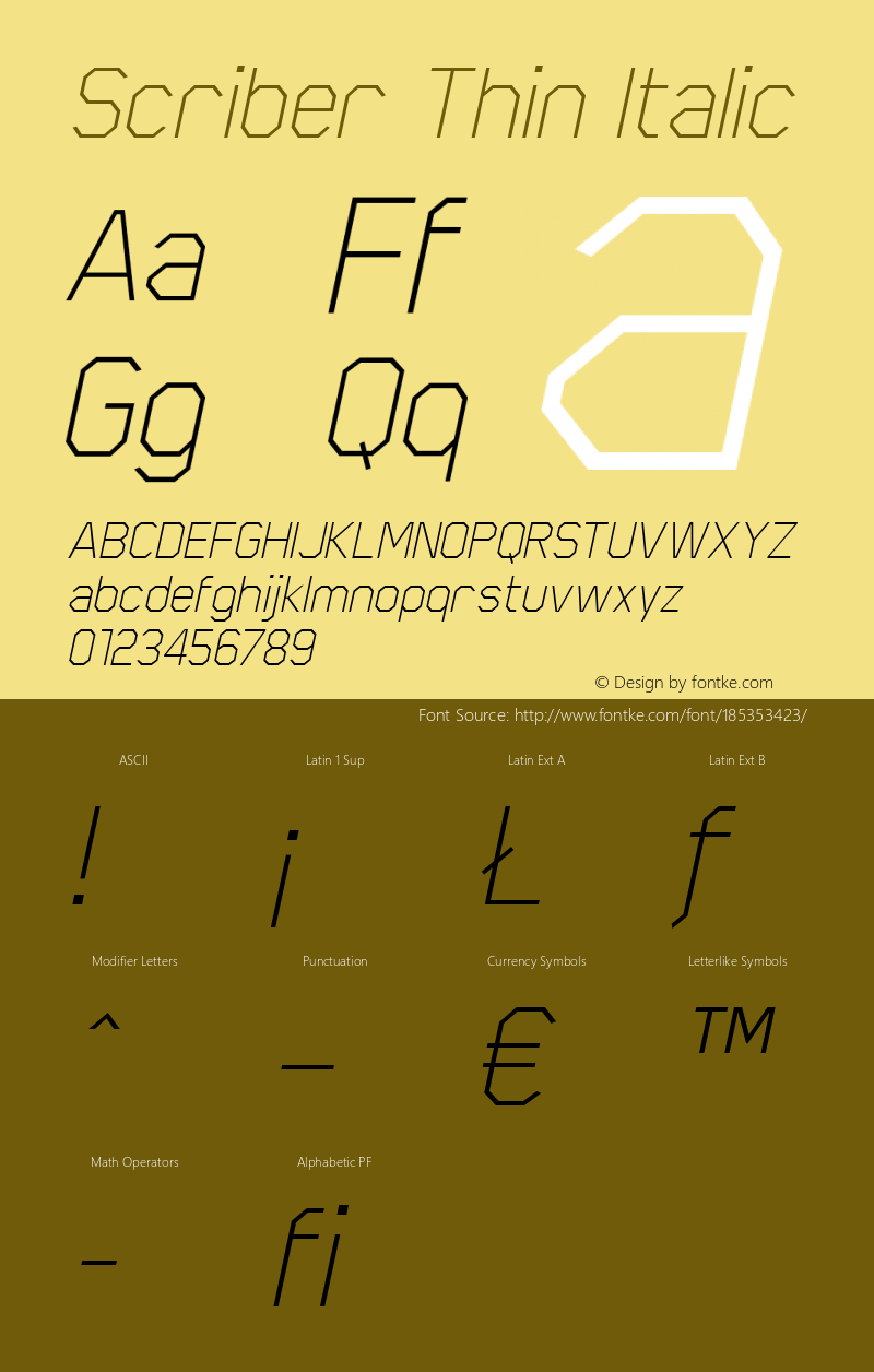 Scriber Thin Italic Version 1.000图片样张