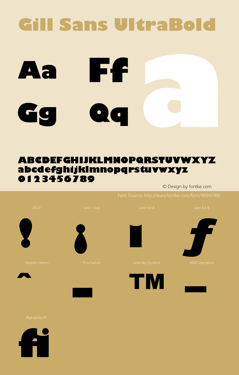 Gill Sans Ultra Bold Version 001.001 Font Sample