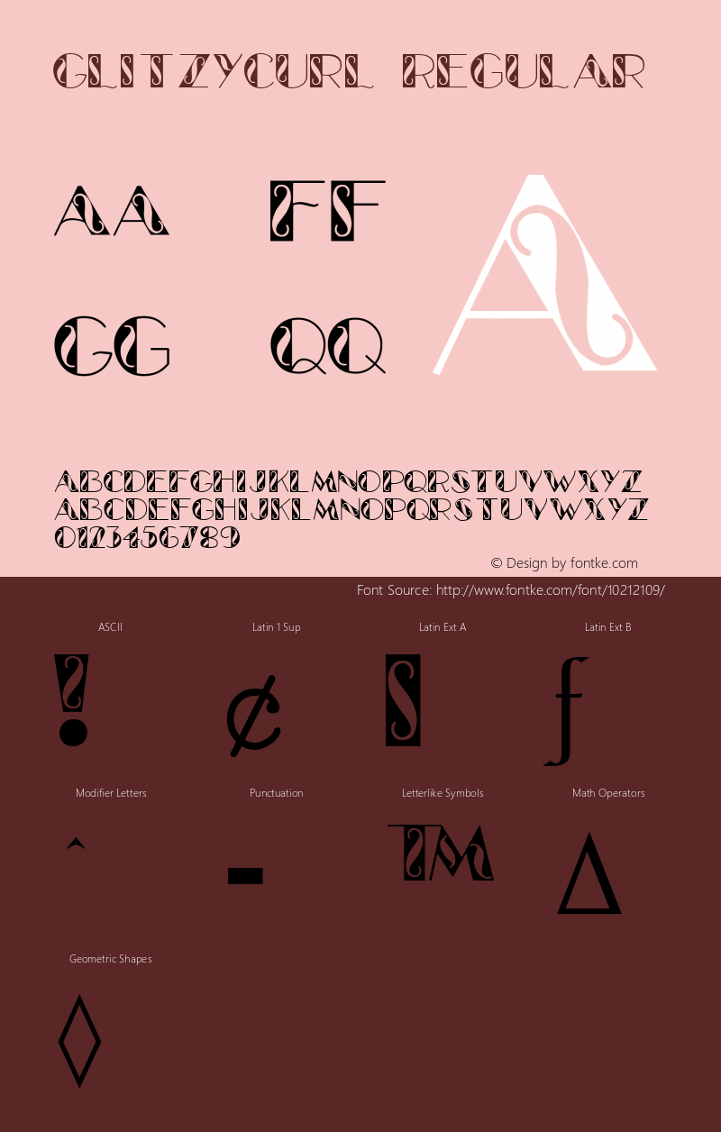 GlitzyCurl Regular Altsys Fontographer 3.5  11/13/92 Font Sample