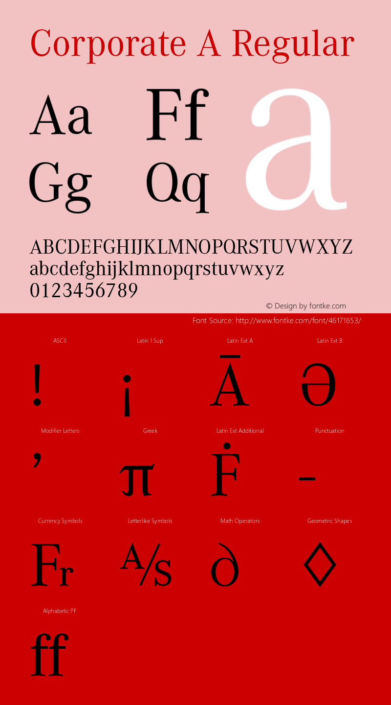 Corporate A Version 1.00 Font Sample